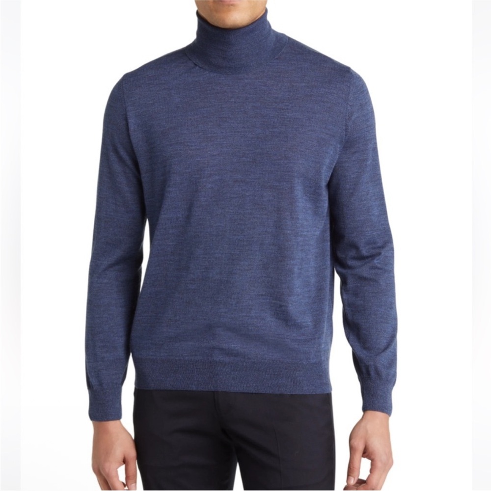 Canali blue wool roll neck sweater